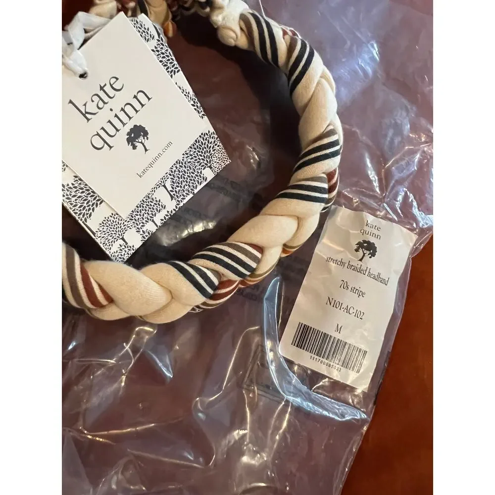 NWT Kate Quinn 70s Stripe Organic Cotton Stretchy Braided Headband S Small
